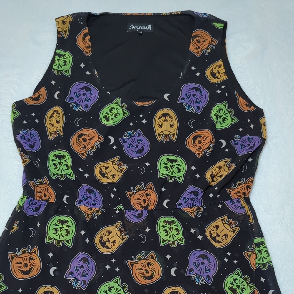 Sourpuss Cat O' Lanterns Hi-low Dress Size XXL